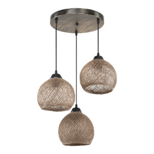 Φωτιστικό οροφής τρίφωτο PWL-1121 pakoworld Ε27 καφέ Φ40x75εκ-147-000068