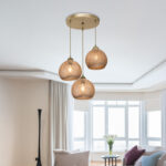 Φωτιστικό οροφής τρίφωτο PWL-1121 pakoworld Ε27 μπεζ-χρυσό Φ40x80εκ-147-000109