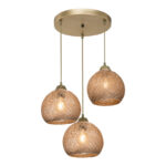 Φωτιστικό οροφής τρίφωτο PWL-1121 pakoworld Ε27 μπεζ-χρυσό Φ40x80εκ-147-000109