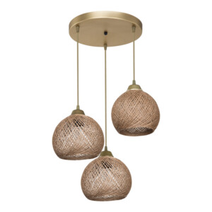 Φωτιστικό οροφής τρίφωτο PWL-1121 pakoworld Ε27 μπεζ-χρυσό Φ40x80εκ-147-000109