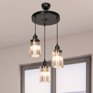 Φωτιστικό οροφής τρίφωτο PWL-1195 pakoworld Ε27 μαύρο-amber Φ30x80εκ-147-000121