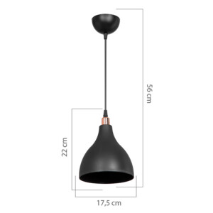 Φωτιστικό οροφής μονόφωτο Lofty pakoworld Ε27 μαύρο Φ18x22εκ-147-000129