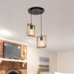 Φωτιστικό οροφής δίφωτο Isolate pakoworld Ε27 καρυδί Φ43x83εκ-147-000137