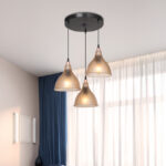 Φωτιστικό οροφής τρίφωτο Orazio pakoworld Ε27 μελί-μαύρο Φ40x80εκ-147-000153