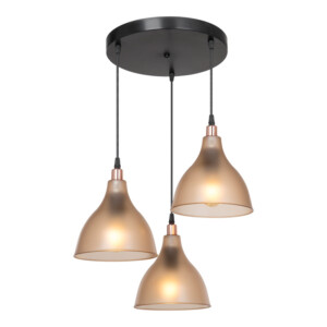 Φωτιστικό οροφής τρίφωτο Orazio pakoworld Ε27 μελί-μαύρο Φ40x80εκ-147-000153