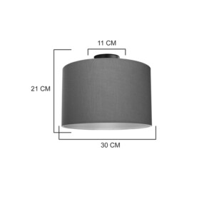 Φωτιστικό οροφής μονόφωτο Momoa pakoworld ύφασμα σε γκρι απόχρωση Φ30x21εκ-147-000164