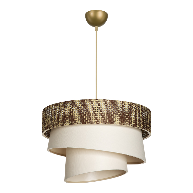 Φωτιστικό οροφής μονόφωτο Tazma pakoworld ύφασμα σε καφέ και κρεμ απόχρωση Φ38x65εκ-147-000175