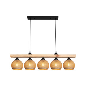 Φωτιστικό οροφής πεντάφωτο Salote pakoworld Ε27 σε καφέ-φυσική απόχρωση 100x18x24εκ-147-000197