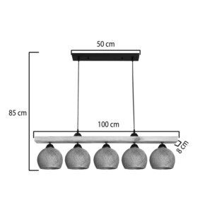 Φωτιστικό οροφής πεντάφωτο Salote pakoworld Ε27 σε καφέ-φυσική απόχρωση 100x18x24εκ-147-000197