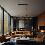 Φωτιστικό οροφής πεντάφωτο Salote pakoworld Ε27 σε καφέ-μαύρη απόχρωση 100x18x24εκ-147-000198