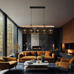 Φωτιστικό οροφής πεντάφωτο Salote pakoworld Ε27 σε καφέ-μαύρη απόχρωση 100x18x24εκ-147-000198