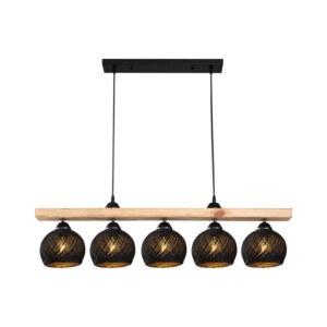 Φωτιστικό οροφής πεντάφωτο Salote pakoworld Ε27 σε καφέ-μαύρη απόχρωση 100x18x24εκ-147-000198