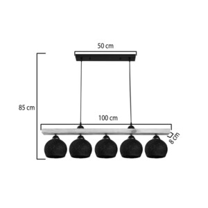 Φωτιστικό οροφής πεντάφωτο Salote pakoworld Ε27 σε καφέ-μαύρη απόχρωση 100x18x24εκ-147-000198