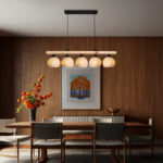 Φωτιστικό οροφής πεντάφωτο Salote pakoworld Ε27 σε καφέ-κρέμα απόχρωση 100x18x24εκ-147-000199