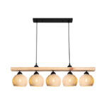 Φωτιστικό οροφής πεντάφωτο Salote pakoworld Ε27 σε καφέ-κρέμα απόχρωση 100x18x24εκ-147-000199