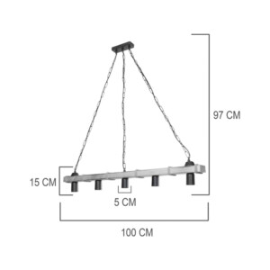 Φωτιστικό οροφής πεντάφωτο Lagoon pakoworld Ε27 σε καφέ απόχρωση 100x8.5x10.5εκ-147-000202