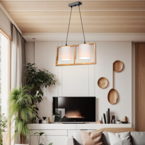 Φωτιστικό οροφής δίφωτο Sereda I pakoworld Ε14 σε καφέ-cream απόχρωση 54x14x27εκ-147-000204