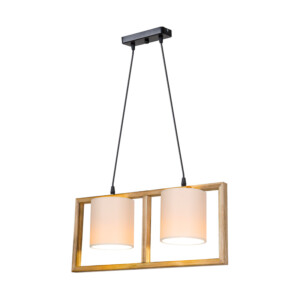 Φωτιστικό οροφής δίφωτο Sereda I pakoworld Ε14 σε καφέ-cream απόχρωση 54x14x27εκ-147-000204