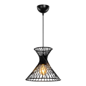 Φωτιστικό οροφής μονόφωτο Sonata pakoworld E27 σε μαύρη απόχρωση Φ25.5x23εκ-147-000205