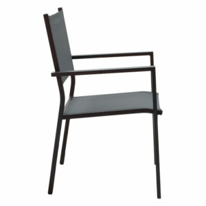 Πολυθρόνα Moly pakoworld αλουμίνιο μαύρο textilene ανθρακί-152-000001