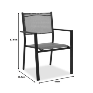 Πολυθρόνα Moly pakoworld αλουμίνιο μαύρο textilene ανθρακί-152-000001