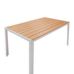 Τραπέζι Nares pakoworld αλουμίνιο λευκό-plywood φυσικό 140x80x72.5εκ-152-000004