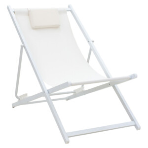 Σεζλόνγκ επαγγελματική Corte pakoworld αλουμίνιο λευκό-textilene μπεζ-152-000008