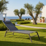 Ξαπλώστρα Kiara pakoworld αλουμίνιο-textilene ανθρακί στοιβαζόμενη-152-000012