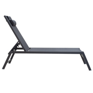 Ξαπλώστρα Kiara pakoworld αλουμίνιο-textilene ανθρακί στοιβαζόμενη-152-000012