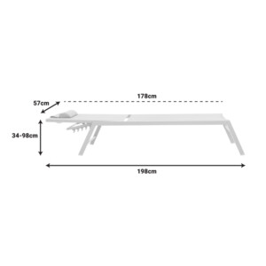 Ξαπλώστρα Kiara pakoworld αλουμίνιο λευκό-textilene μπεζ-152-000013