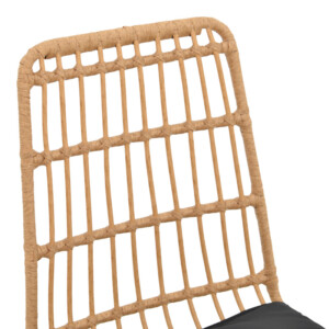 Καρέκλα Naoki pakoworld rattan σε φυσική απόχρωση με μαύρο μαξιλάρι και μεταλλικό μαύρο πόδι 45x54x89εκ-152-000017