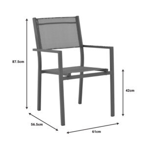 Πολυθρόνα Moly pakoworld  ανθρακί αλουμίνιο-textilene 61x56.5x87.5εκ-152-000022
