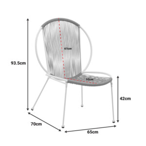 Καρέκλα Dapper pakoworld λευκό μέταλλο-pe φυσικό 65x70x93.5εκ-152-000043