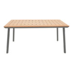 Τραπέζι Griffith pakoworld ανθρακί αλουμίνιο και plywood σε φυσική απόχρωση 160x90x74εκ-152-000052