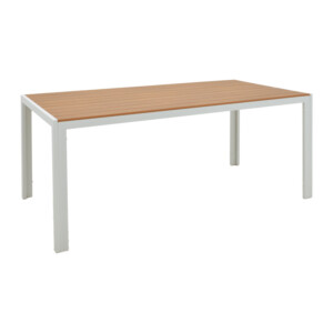 Τραπεζαρία Zacreta- Nares σετ 5τεμ pakoworld λευκό αλουμίνιο και plywood σε φυσικό χρώμα 180x90x72.5εκ-152-000076