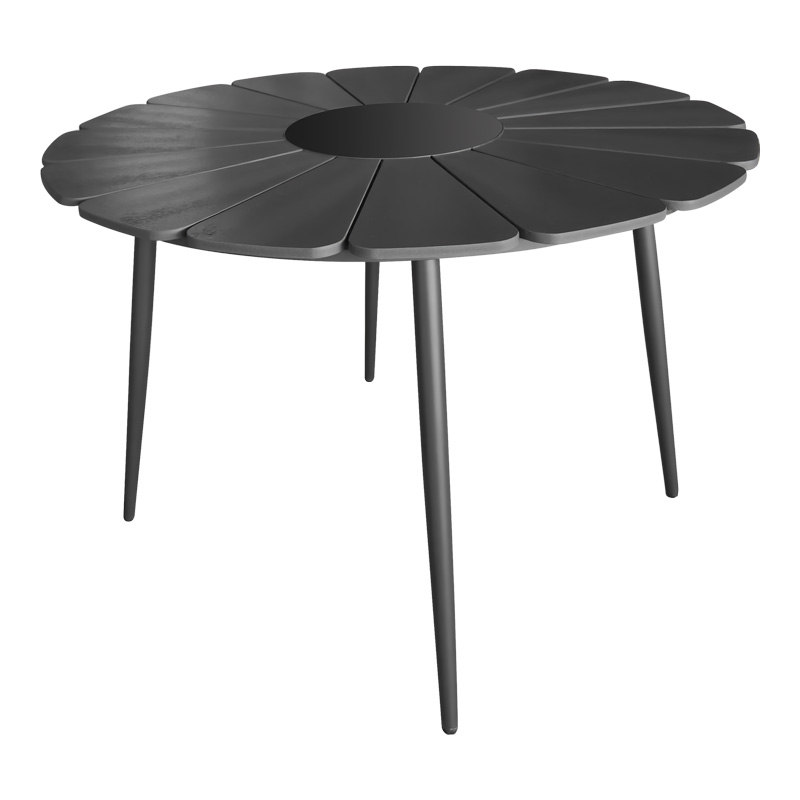 Τραπέζι Pinap pakoworld μαύρο αλουμίνιο και plywood σε μαύρη απόχρωση Φ110x74εκ-152-000088