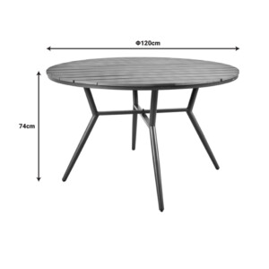 Τραπέζι Appa pakoworld αλουμίνιο και plywood σε ανθρακί απόχρωση Φ120x74εκ-152-000091