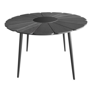 Τραπεζαρία Pinap-Dashiell σετ 5τεμ pakoworld μαύρο αλουμίνιο και plywood σε μαύρη απόχρωση Φ110x74εκ-152-000099