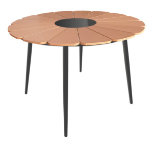 Τραπεζαρία Pinap-Dashiell σετ 5τεμ pakoworld μαύρο αλουμίνιο και plywood σε φυσική απόχρωση Φ110x74εκ-152-000100