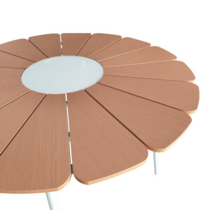 Τραπεζαρία Pinap-Dashiell σετ 5τεμ pakoworld λευκό αλουμίνιο και plywood σε φυσική απόχρωση Φ110x74εκ-152-000101