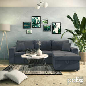 Γωνιακός καναπές-κρεβάτι αναστρέψιμος Lilian pakoworld ανθρακί 225x148x81εκ-166-000010