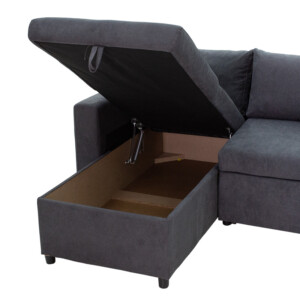 Γωνιακός καναπές-κρεβάτι αναστρέψιμος Lilian pakoworld ανθρακί 225x148x81εκ-166-000010