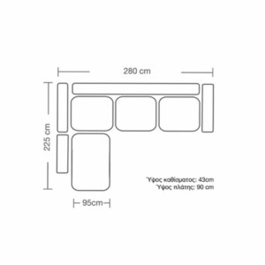Γωνιακός καναπές δεξιά γωνία Boston pakoworld ύφασμα ανθρακί-κυπαρισσί 280x225x90εκ-168-000004