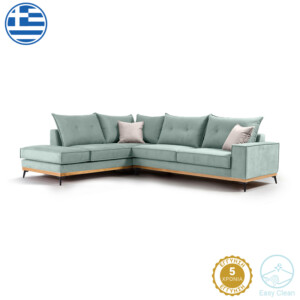 Γωνιακός καναπές δεξιά γωνία Luxury II pakoworld ύφασμα ciel-cream 290x235x95εκ-168-000008