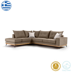 Γωνιακός καναπές δεξιά γωνία Luxury II pakoworld ύφασμα mocha-cream 290x235x95εκ-168-000010