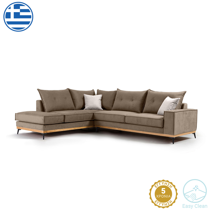 Γωνιακός καναπές δεξιά γωνία Luxury II pakoworld ύφασμα mocha-cream 290x235x95εκ-168-000010 Γωνιακός καναπές δεξιά γωνία Luxury II pakoworld ύφασμα mocha-cream 290x235x95εκ-168-000010