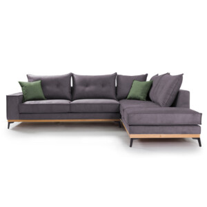 Γωνιακός καναπές αριστερή γωνία Luxury II pakoworld ύφασμα ανθρακί-κυπαρισσί 290x235x95εκ-168-000011