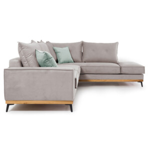 Γωνιακός καναπές αριστερή γωνία Luxury II pakoworld ύφασμα elephant-ciel 290x235x95εκ-168-000013
