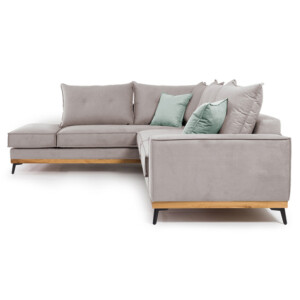 Γωνιακός καναπές δεξιά γωνία Luxury II pakoworld ύφασμα elephant-ciel 290x235x95εκ-168-000014