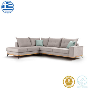 Γωνιακός καναπές δεξιά γωνία Luxury II pakoworld ύφασμα elephant-ciel 290x235x95εκ-168-000014